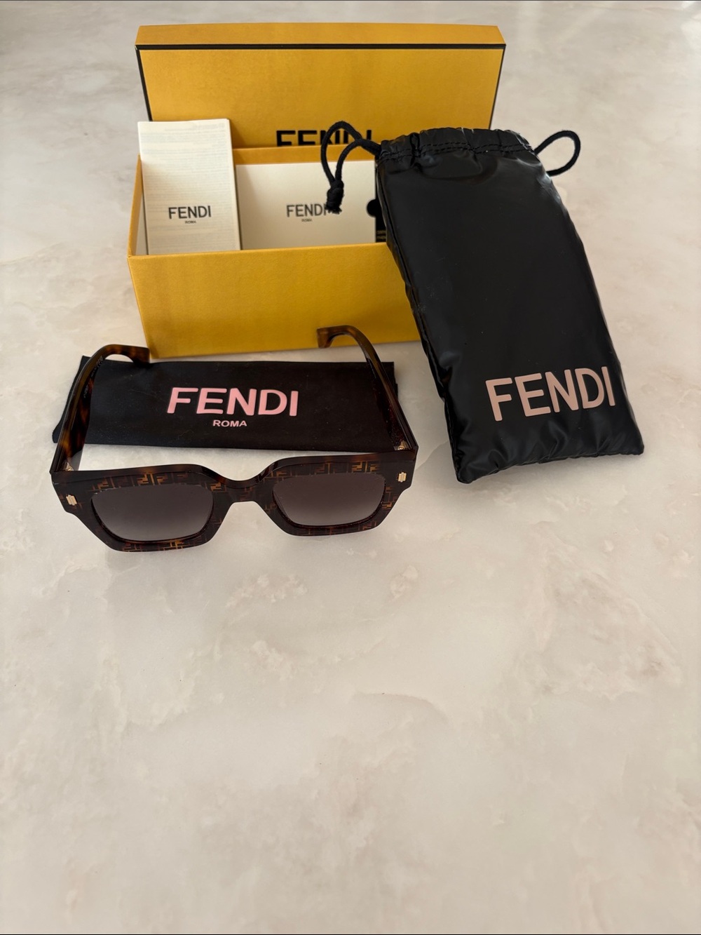 Fendi Tortoiseshell Square Sunglasses with Dark Gradient Lenses